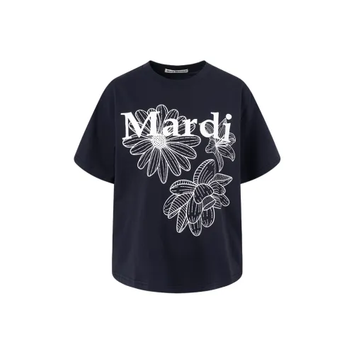 MARDI MERCREDI Three Flowers Collection SS25 Рубашка Женская Морской Синий Белый Корейский Стиль