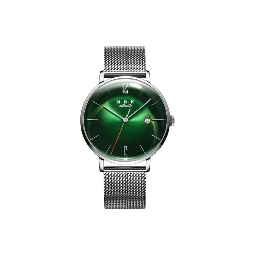 MBK Green Elf Collection Механический механизм ремешок из нержавеющей стали мужские часы зеленый циферблат