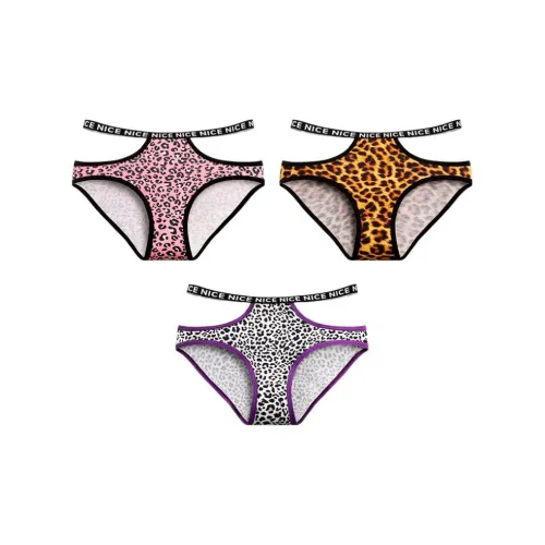 HUADIANPINSE Леопардовый принт, женские, 3 шт, женские трусики-бикини