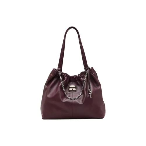 MARC JACOBS Напп-Кожа Плечевая Сумка Женская Темно-Красный Сливовый Цвет