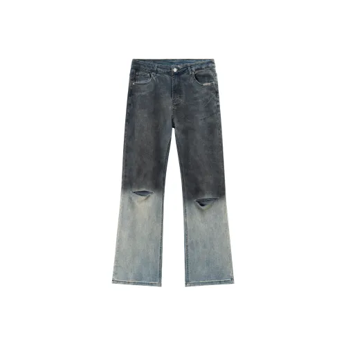 XINYINSU Y2K Color Block Jeans Unisex Blue