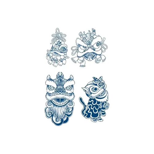 LIEJI Танец льва Веселье Facts Травяной Tattoo Стикер