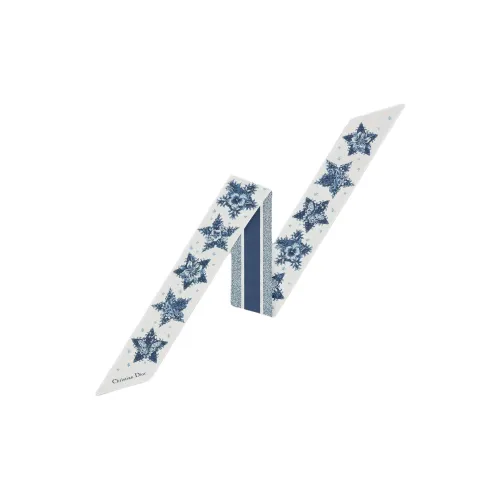 DIOR Шелковые шарфы Женские Белый Морской Синий