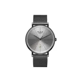 Стальной браслет с черным циферблатом, серый цвет лица