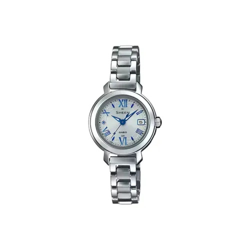 CASIO SHEEN Солнечный кварцевый механизм часы с ремешком из нержавеющей стали женские часы серебристый циферблат