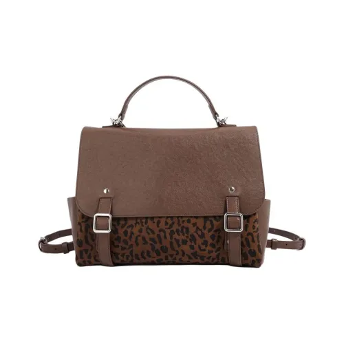 COURONNE Матовый Коровья кожа Carry Рюкзак Стандартный Женский Красный Коричневый Леопардовый принт Кофейный