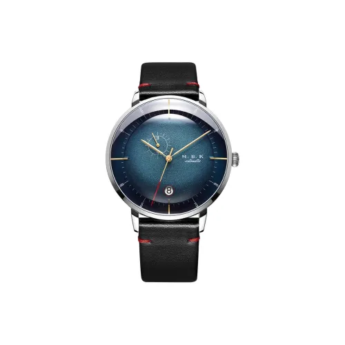 MBK Механический механизм кожаный ремешок черный циферблат мужские часы