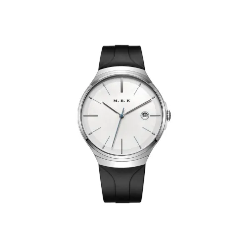 MBK Автоматический Механический Механизм Часы с Ремешком из Фторкаучука Мужские Часы Белый Циферблат