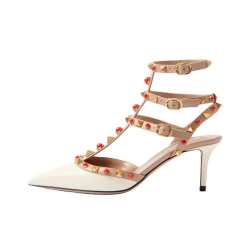 Valentino Rockstud Узкий каблук Высокие каблуки 6,5 см Женские Белые