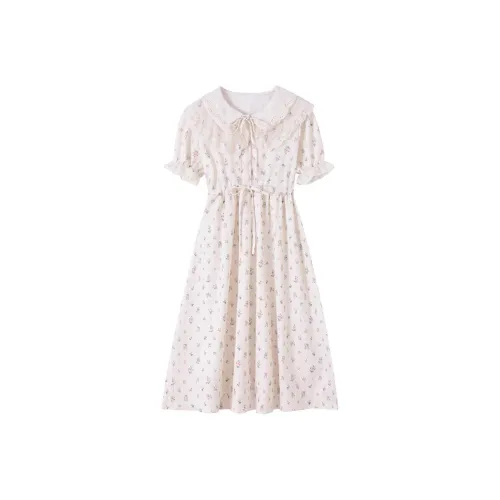 Cotton Zhiximeng Live Короткий рукав Платье Женское