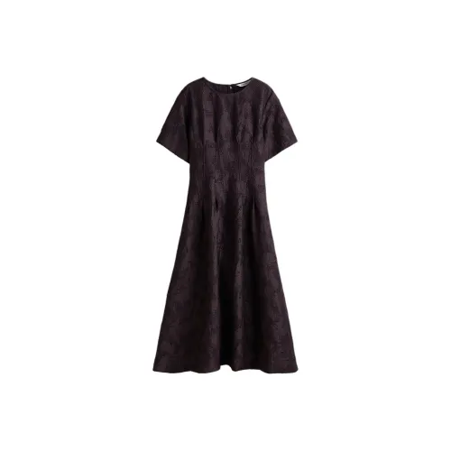 H&M Темно-фиолетовые женские короткие платья с короткими рукавами