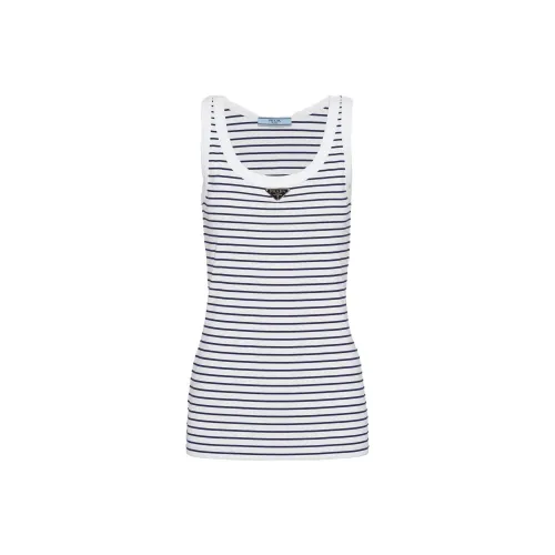 PRADA Майка Женская Белая Синяя