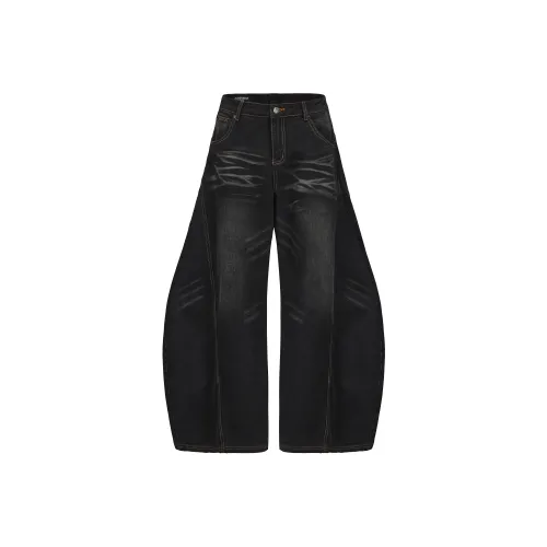 GROTEQUEL Выстиранные Черные Унисекс Джинсы