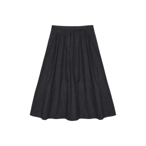 Nick Nicole DOT LACE FLARE Юбка BLACK Casual Long Skirt Women's