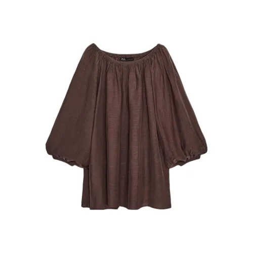 ZARA ZW Series Коричневые Женские T-рубашки