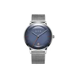 Стальной браслет, серебристо-синий циферблат