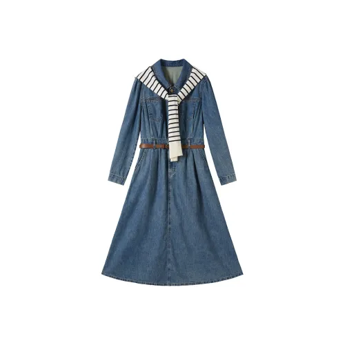 XIANGYING Длинное платье с длинными рукавами женское