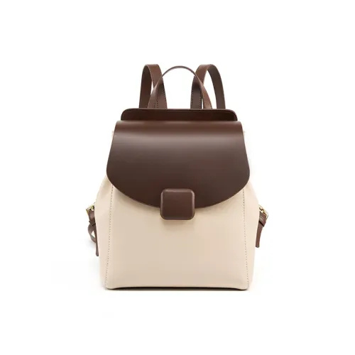 Vowo Рюкзак из коровьей кожи стандартный женский бежевый и кофейный