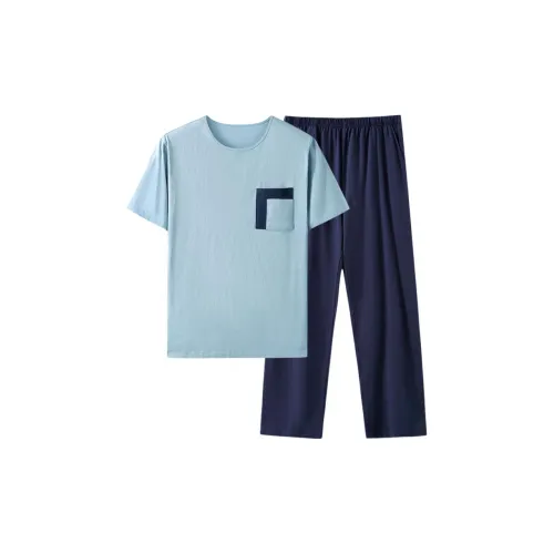 DV Синий + Темно-синий Мужской Пижамный Комплект