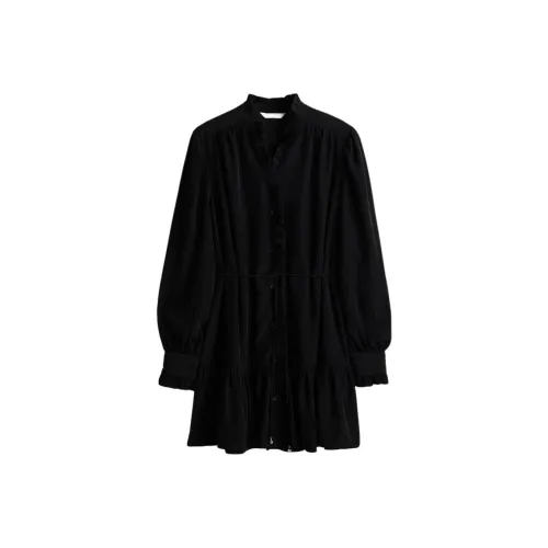 H&M Черные Женские Длинные Платья с Длинными Рукавами