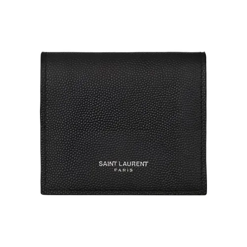 SAINT LAURENT GRAIN LEATHER Кожаный кошелек для карт Мужской Черный
