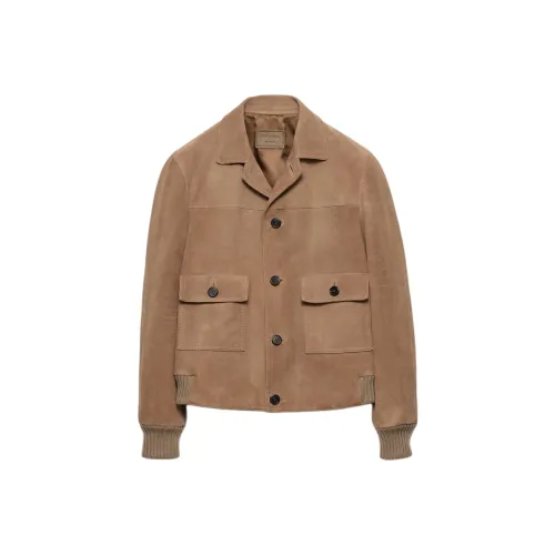 PRADA Коричневый Мужская Кожаная Куртка