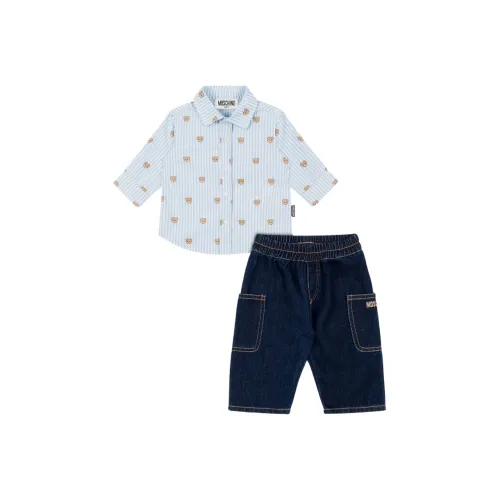 MOSCHINO Повседневная спортивная одежда Хлопковый поплин Жаккард Рубашка And Деним Брюки Костюм 2 предмета Комплект для малышей и детей дошкольного возраста
