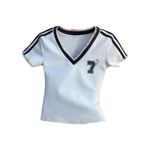 TIBINB Комплект с короткими рукавами рубашка женский светло-синий