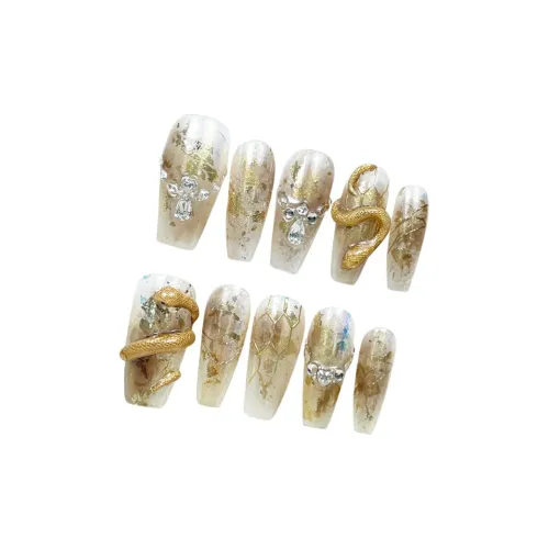 FINGERBOOK Золотая змея Golden Phoenix Призрачный Trapezoidal Золотой Smudge Стразы Embellished