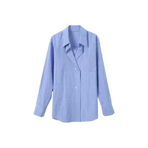 3COLOUR Небесно-синие полоски Женские рубашки