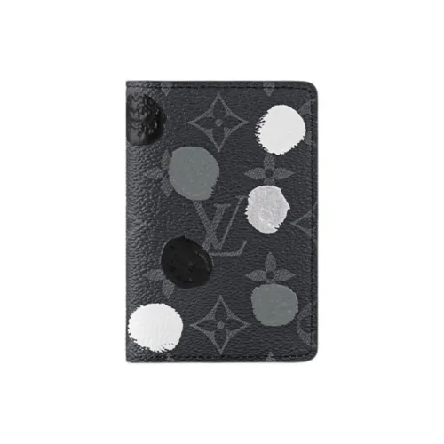 LOUIS VUITTON Yayoi Kusama Коллаборация Покрытый холст Кошелек Мужской Черный