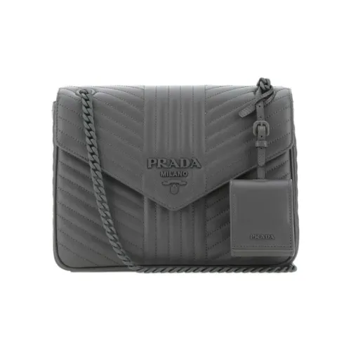 PRADA Сумка через плечо из коровьей кожи унисекс серого цвета