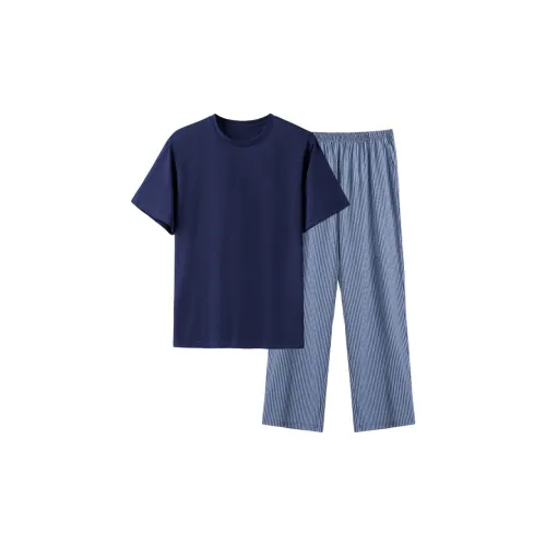 DV Темно-синий + Полосы Мужской Пижамный Комплект