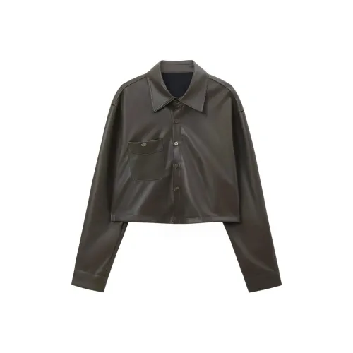 Mu Qingqing Кожа Куртка Женская
