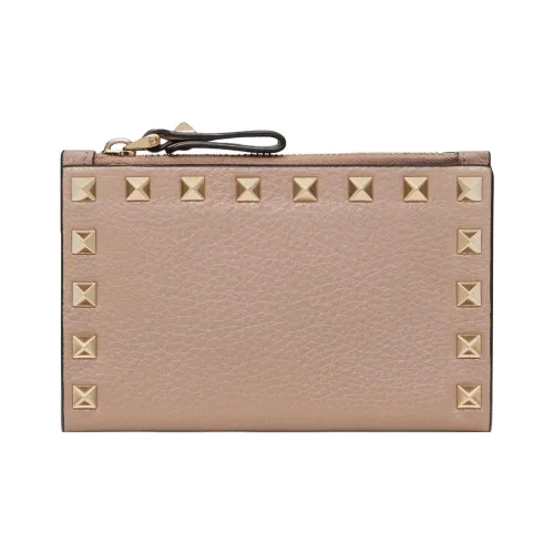Valentino Garavani Rockstud Кожа Кошелек Стандартный Унисекс Бежевый