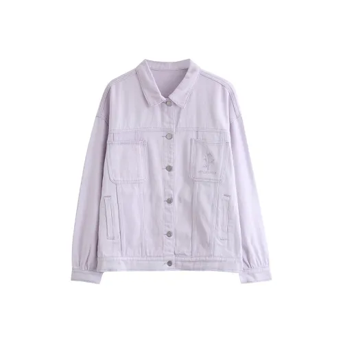 ADXKM Светло-фиолетовый Женские Джинсовые куртки
