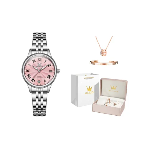 OLEVS Кварцевый механизм нержавеющая сталь ремешок часы женские розовый циферблат