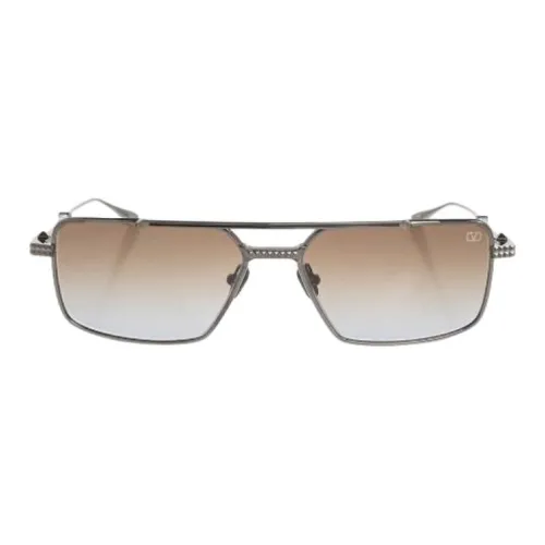 Valentino Металл Прямоугольные Солнцезащитные очки Женские Серебряные