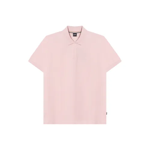 Hugo Boss Поло с вышитым логотипом рубашка мужская розовая