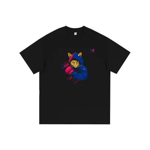 Кошки Черный Унисекс T-рубашки
