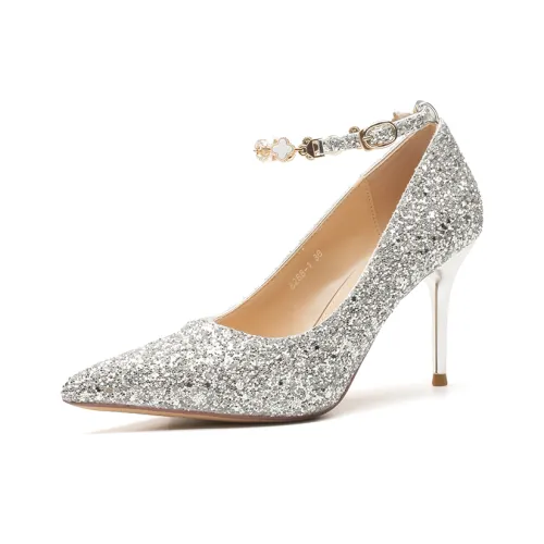 YAFEI XUANYU Узкий каблук высокий каблук 6 см женский серебряный