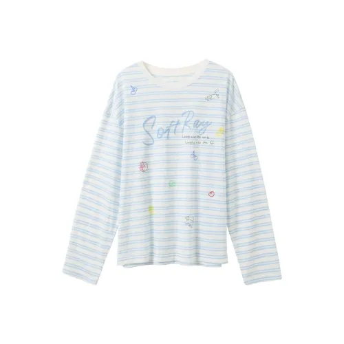 3COLOUR Небесно-синие полоски Женские T-рубашки