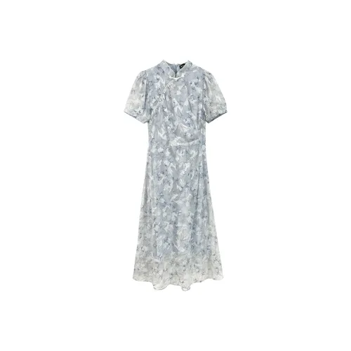 JK&JS Iris Синий Женские Короткие Платья с Короткими Рукавами