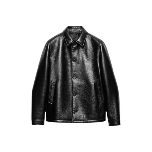 PRADA Мужские черные кожаные куртки