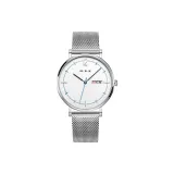 Натуральный стальной ремешок с белым циферблатом