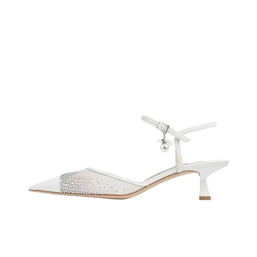 Jimmy Choo Aren Sling Back Песочные часы Высокие каблуки 4,5 см Женские Белые