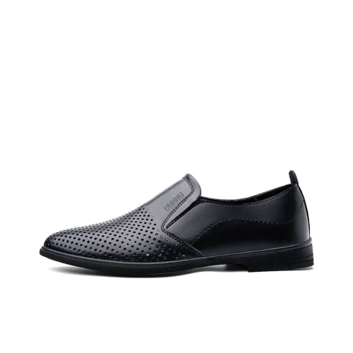 Dunnu Мужские повседневные туфли Low Топ Черный Slip On Cut Out Мужской