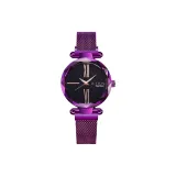 Фиолетовый чехол, черный циферблат, фиолетовый сетчатый ремешок