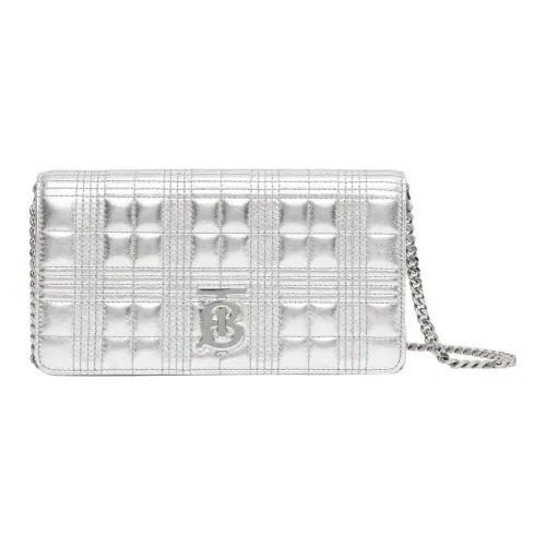 Burberry Lola Сумка Лоскутное шитье Овечья шкура Сумка через плечо Кошелек Women's Silver