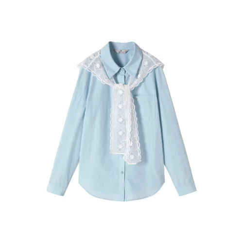 XIANGYING Морской синий Женские рубашки